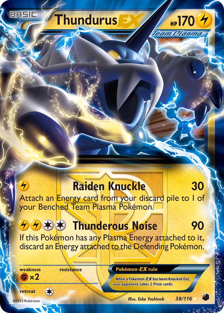 Thundurus-EX Pokemon card (38/116, Plasma Freeze)