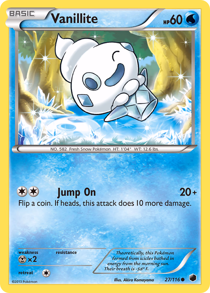Vanillite Pokemon card (27/116, Plasma Freeze)