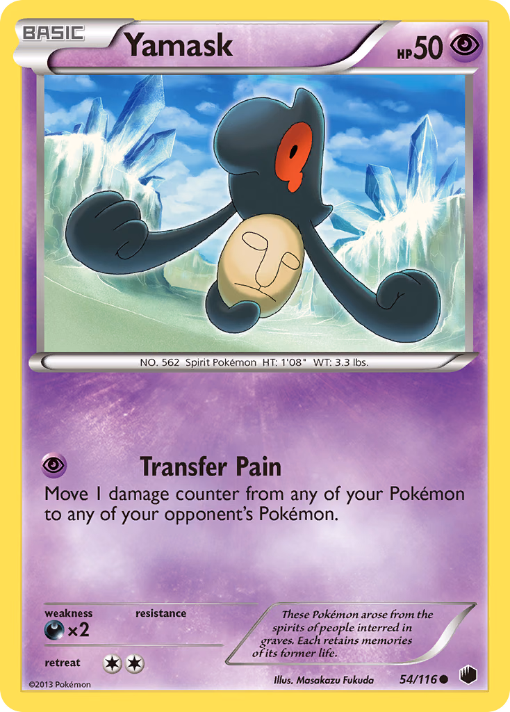 Yamask Pokemon card (54/116, Plasma Freeze)