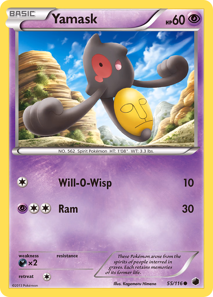 Yamask Pokemon card (55/116, Plasma Freeze)