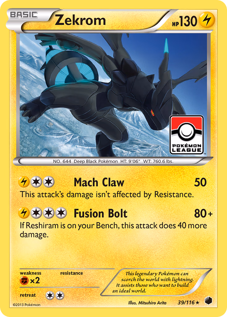 Zekrom Pokemon card (39/116, Plasma Freeze)