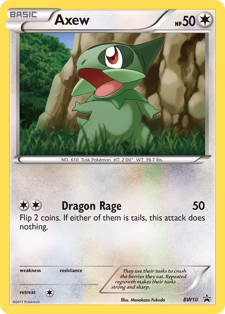 Axew Pokemon card (BW10, BW Black Star Promos)
