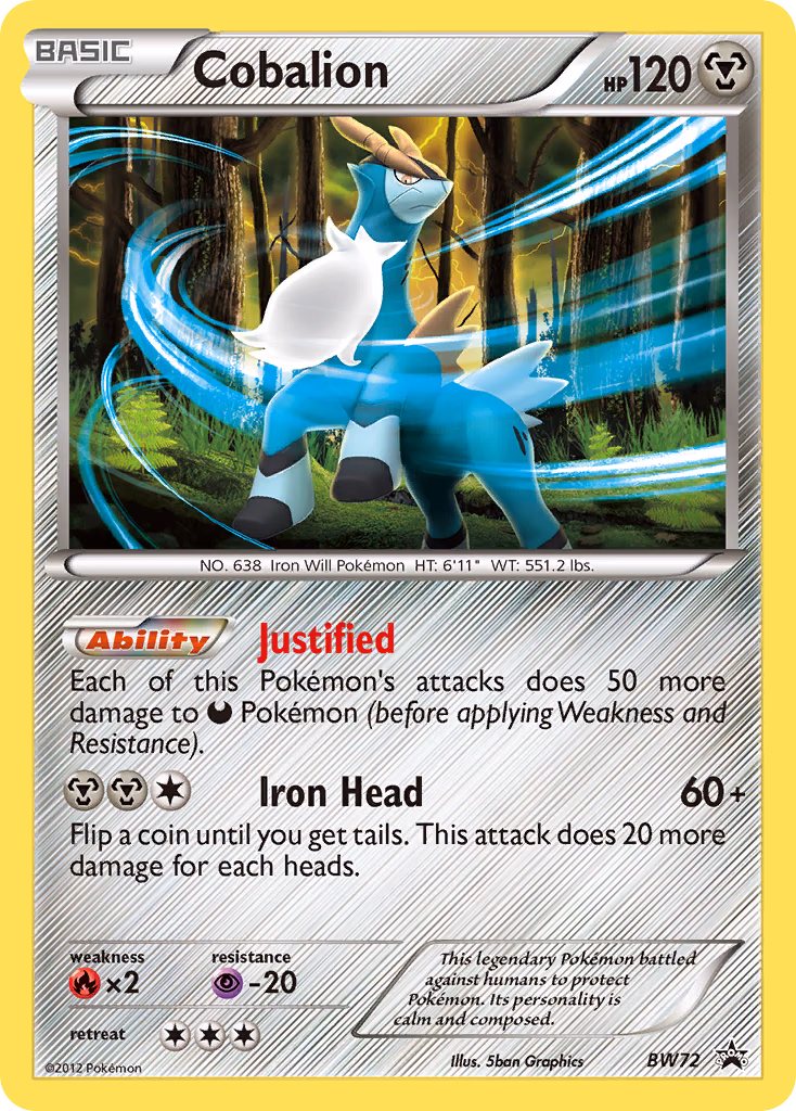 Cobalion Pokemon card (BW72, BW Black Star Promos)