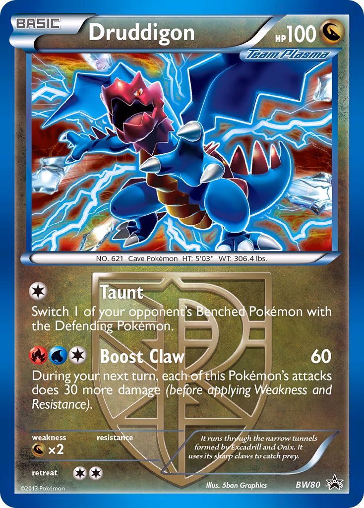 Druddigon Pokemon card (BW80, BW Black Star Promos)