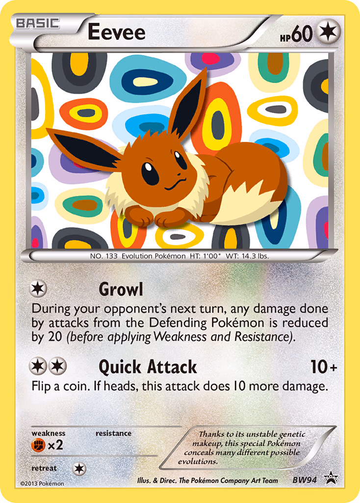 Eevee Pokemon card (BW94, BW Black Star Promos)