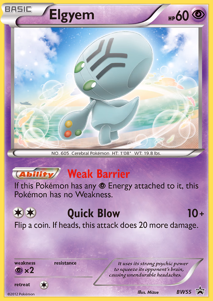 Elgyem Pokemon card (BW55, BW Black Star Promos)