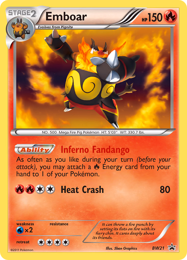 Emboar Pokemon card (BW21, BW Black Star Promos)