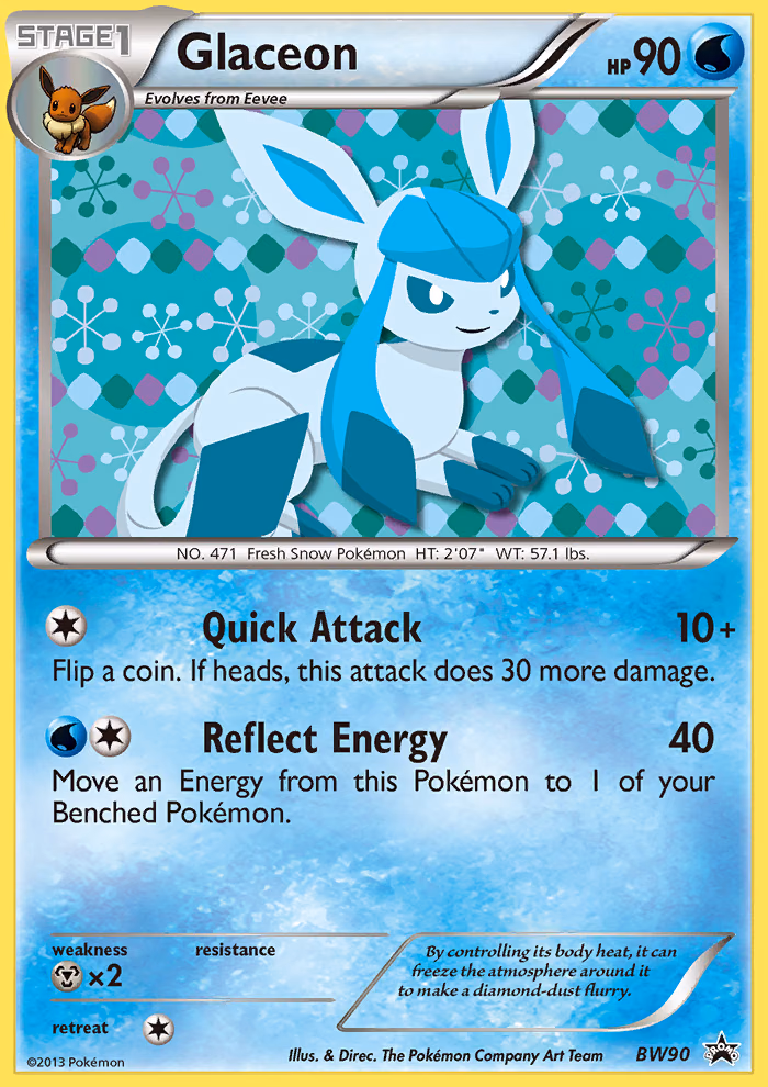 Glaceon Pokemon card (BW90, BW Black Star Promos)