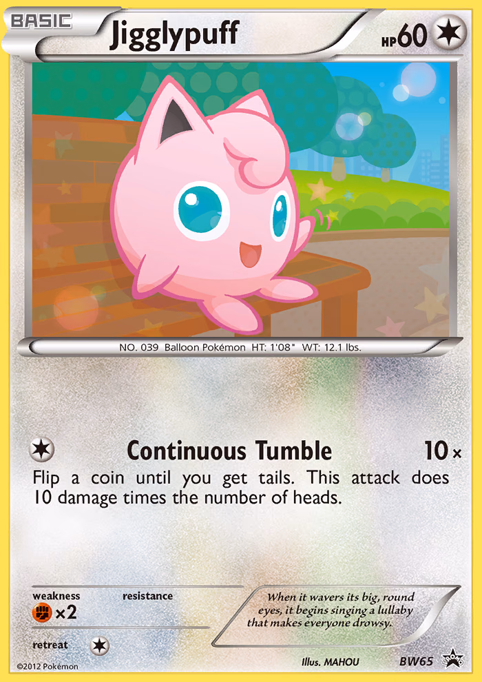 Jigglypuff Pokemon card (BW65, BW Black Star Promos)