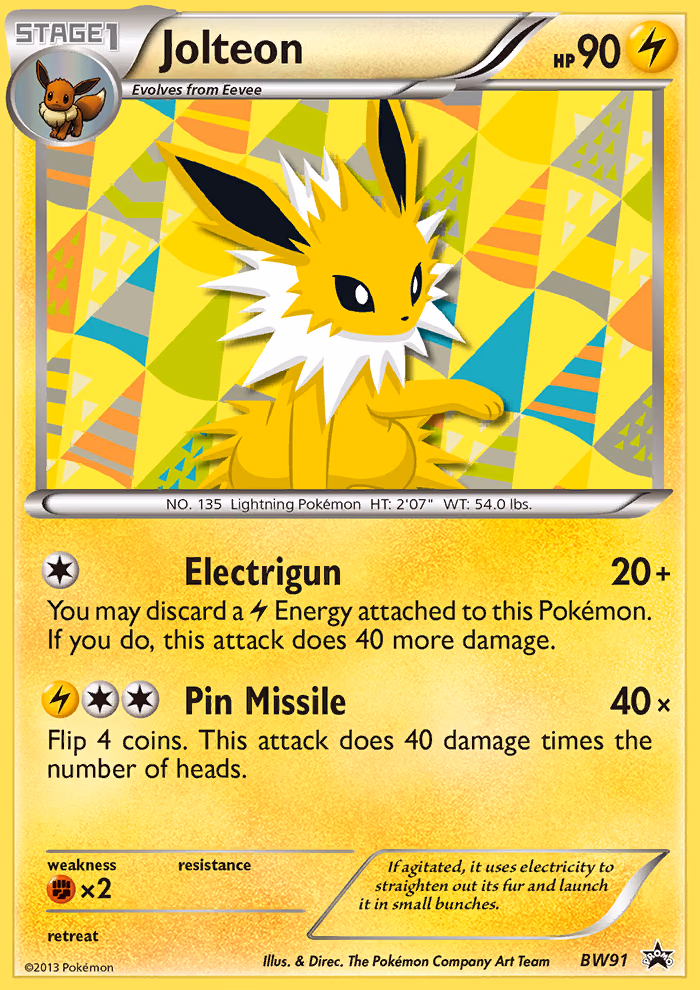 Jolteon Pokemon card (BW91, BW Black Star Promos)