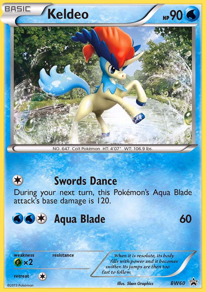 Keldeo Pokemon card (BW60, BW Black Star Promos)