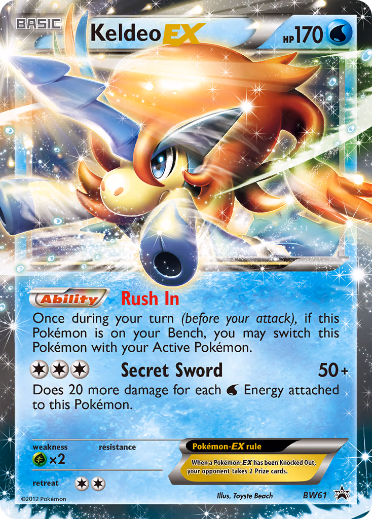 Keldeo-EX Pokemon card (BW61, BW Black Star Promos)