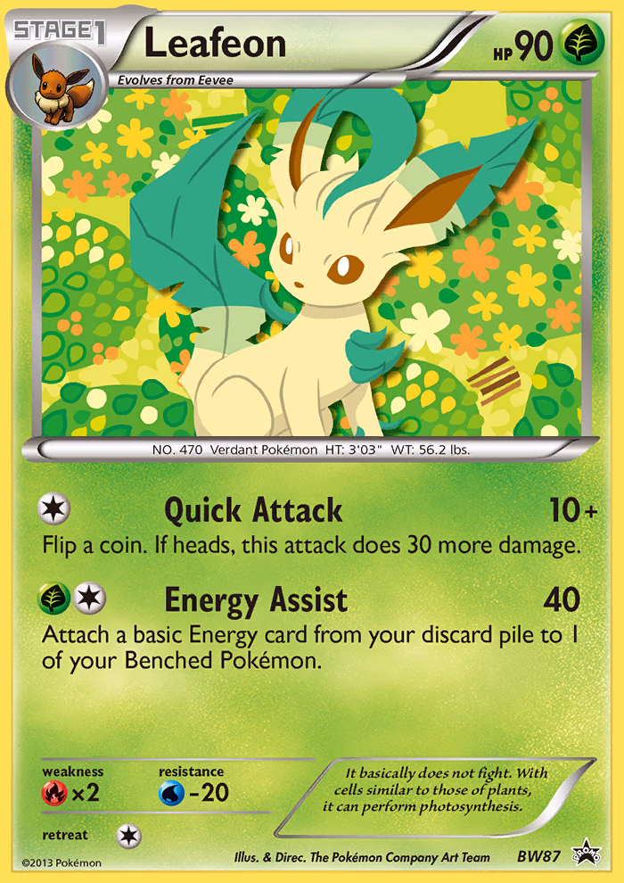 Leafeon Pokemon card (BW87, BW Black Star Promos)