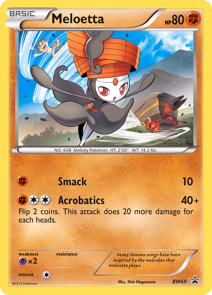 Meloetta Pokemon card (BW69, BW Black Star Promos)