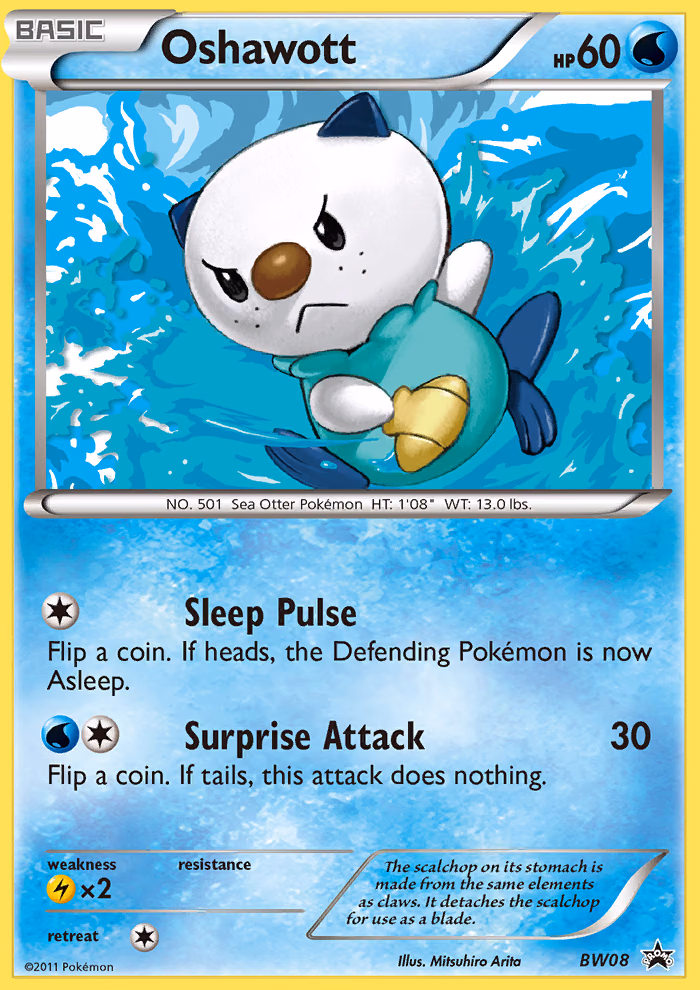 Oshawott Pokemon card (BW08, BW Black Star Promos)
