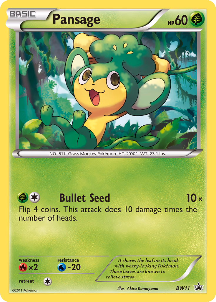 Pansage Pokemon card (BW11, BW Black Star Promos)