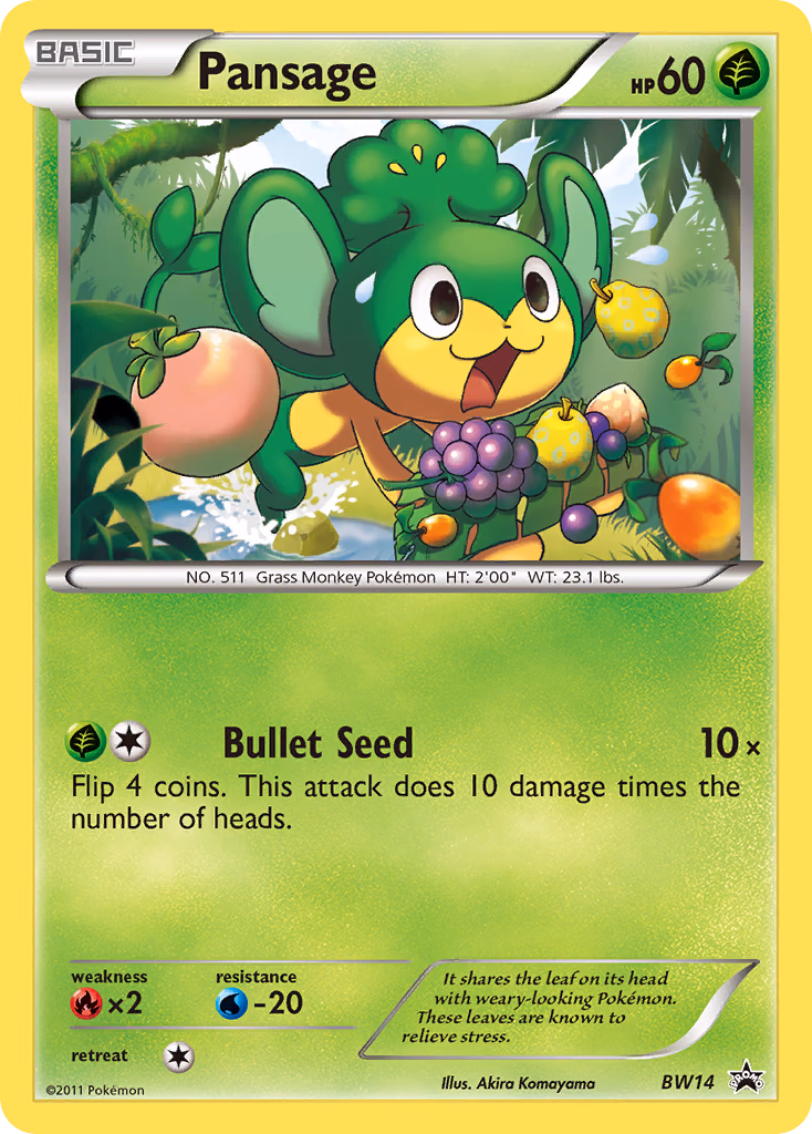 Pansage Pokemon card (BW14, BW Black Star Promos)