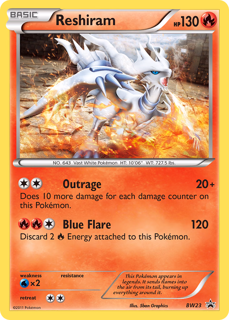 Reshiram Pokemon card (BW23, BW Black Star Promos)