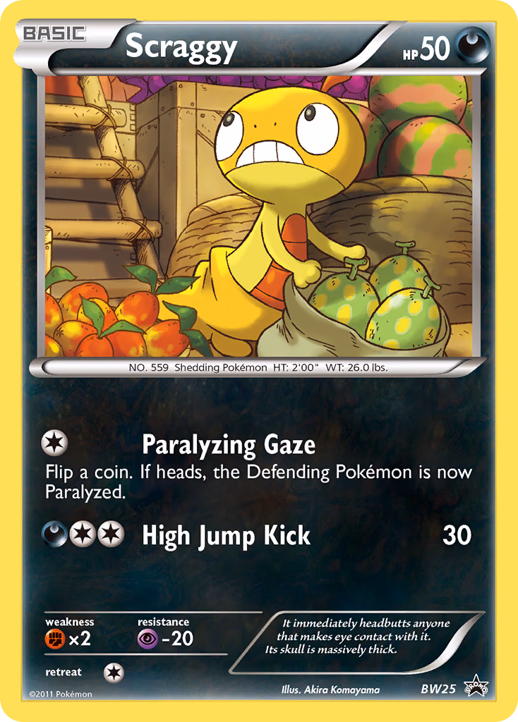 Scraggy Pokemon card (BW25, BW Black Star Promos)
