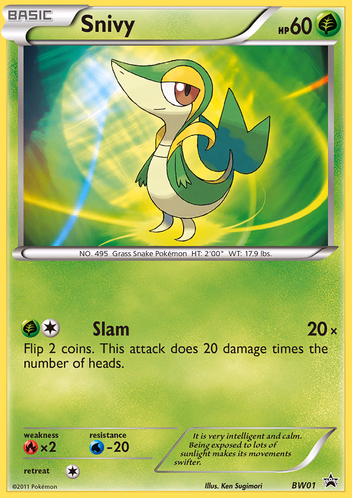 Snivy Pokemon card (BW01, BW Black Star Promos)