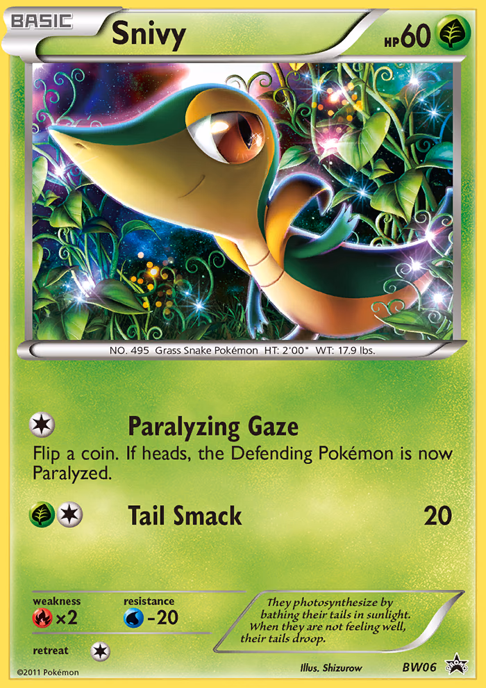 Snivy Pokemon card (BW06, BW Black Star Promos)