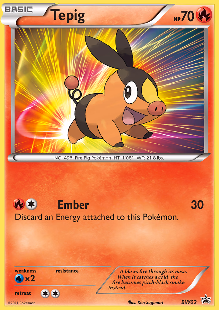 Tepig Pokemon card (BW02, BW Black Star Promos)