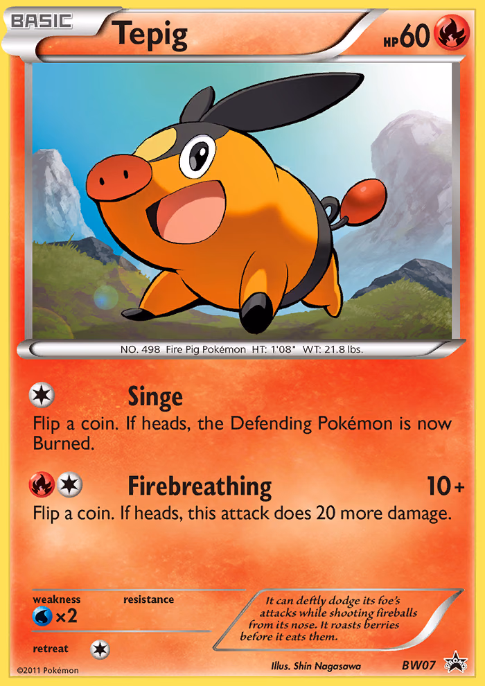 Tepig Pokemon card (BW07, BW Black Star Promos)