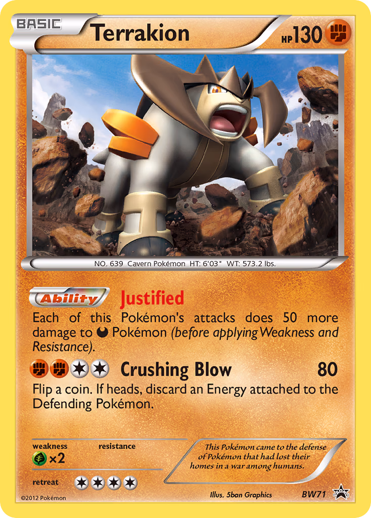 Terrakion Pokemon card (BW71, BW Black Star Promos)