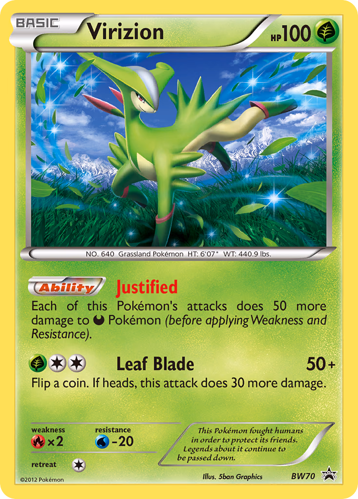 Virizion Pokemon card (BW70, BW Black Star Promos)