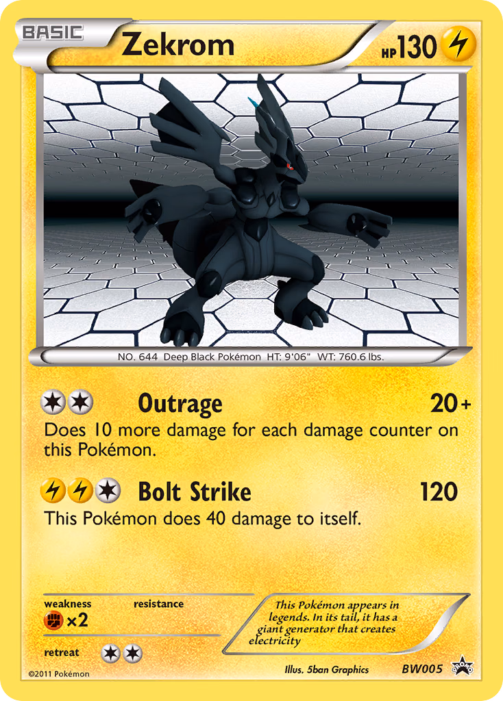 Zekrom Pokemon card (BW005, BW Black Star Promos)