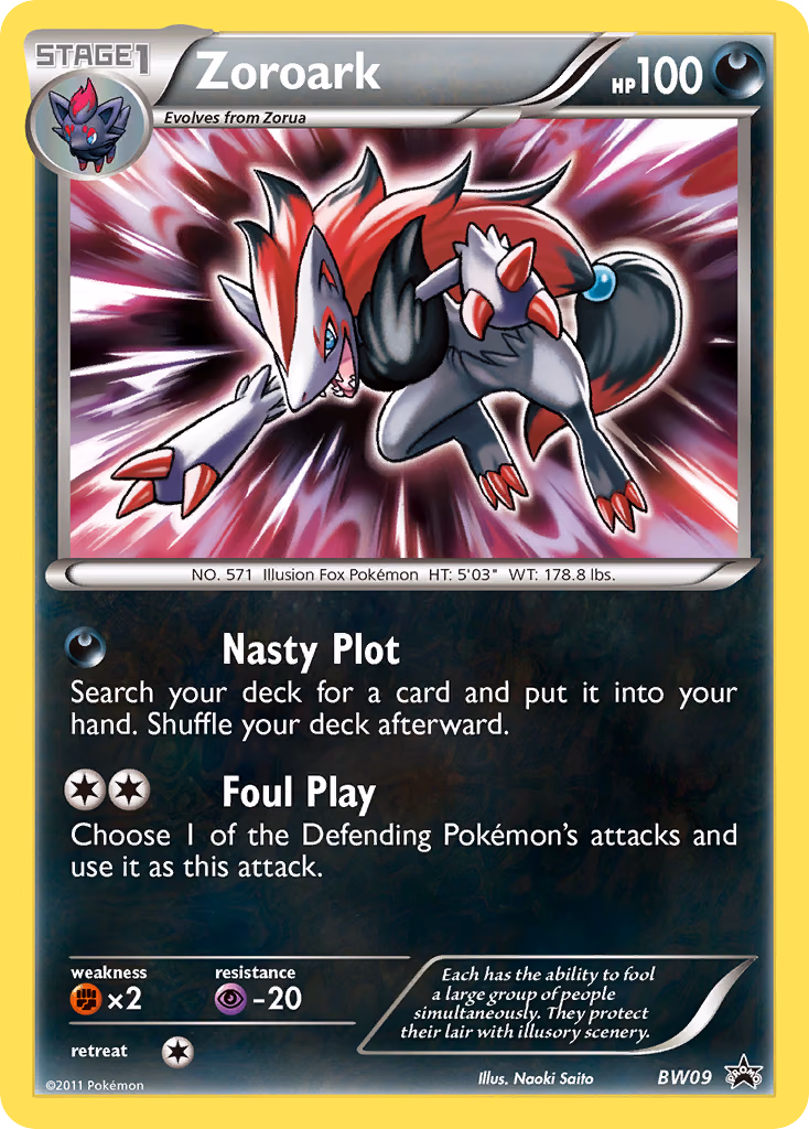Zoroark Pokemon card (BW09, BW Black Star Promos)