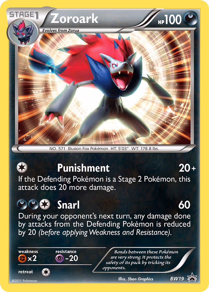 Zoroark Pokemon card (BW19, BW Black Star Promos)