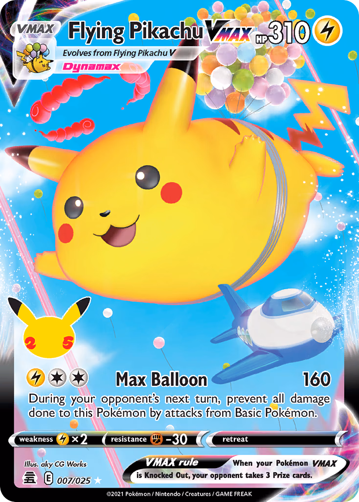 Flying Pikachu VMAX Pokemon card (007/025, Celebrations)