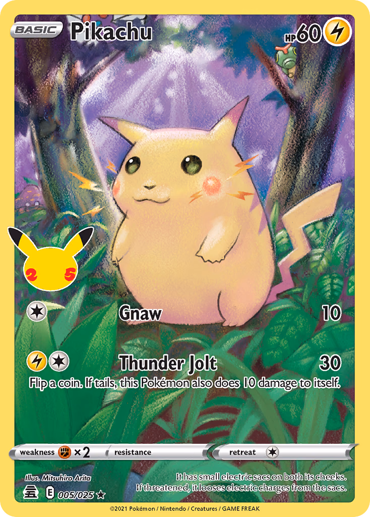 Pikachu Pokemon card (005/025, Celebrations)