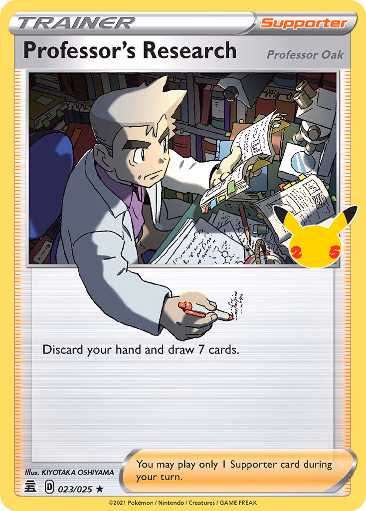 Professor's Research (Professor Oak) Pokemon card (023/025, Celebrations)