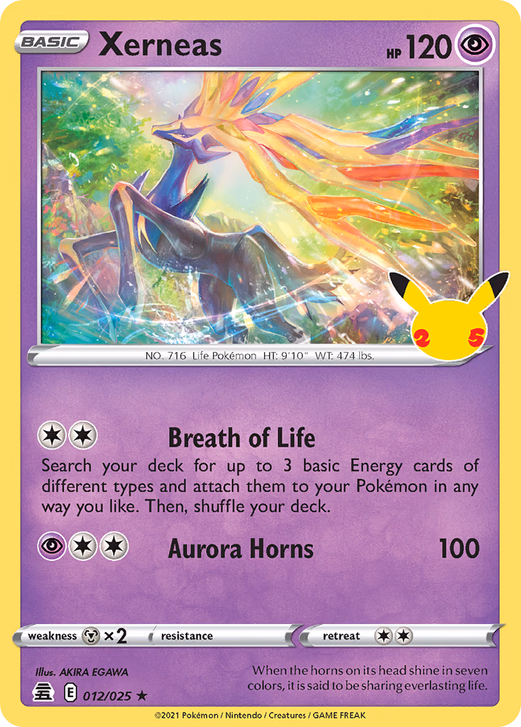 Xerneas Pokemon card (012/025, Celebrations)
