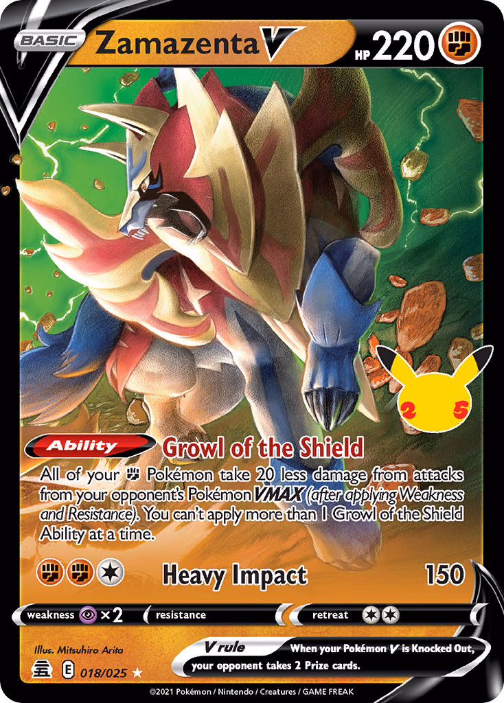 Zamazenta V Pokemon card (018/025, Celebrations)