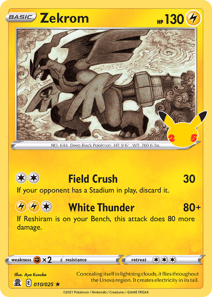 Zekrom Pokemon card (010/025, Celebrations)