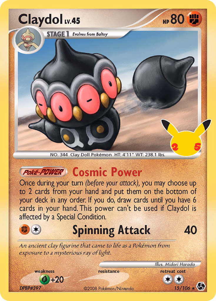 Claydol Pokemon card (15/106, Celebrations: Classic Collection)