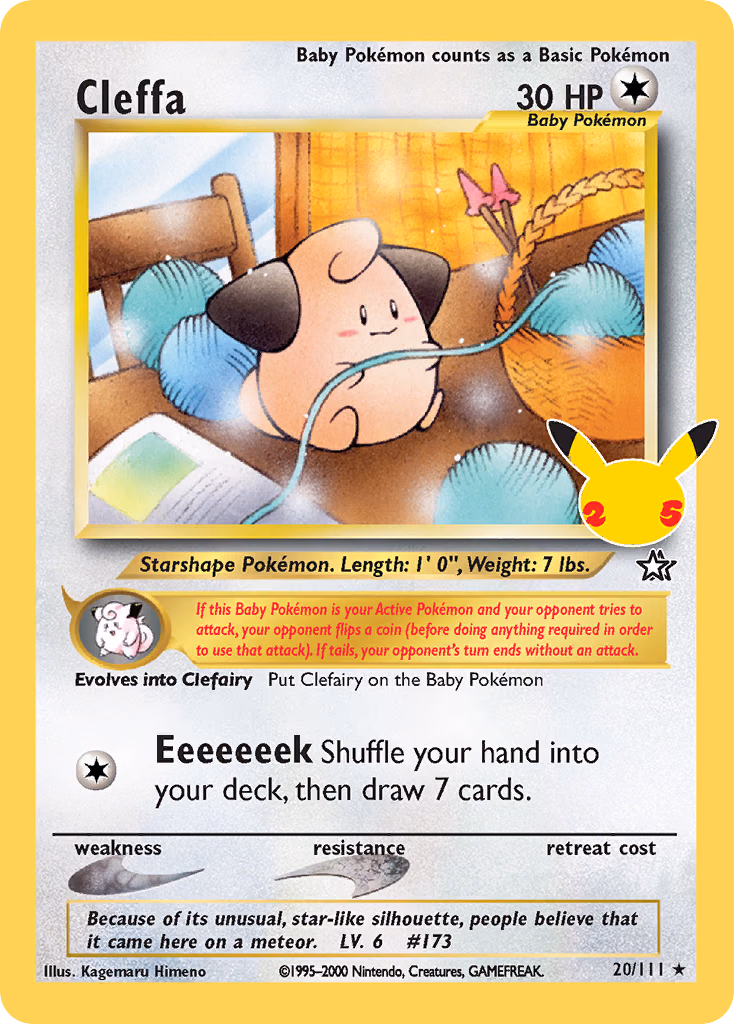 Cleffa Pokemon card (20/111, Celebrations: Classic Collection)
