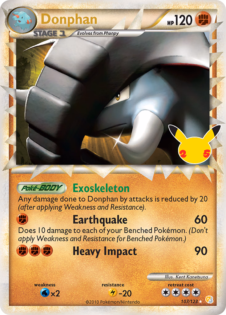 Donphan Pokemon card (107/123, Celebrations: Classic Collection)