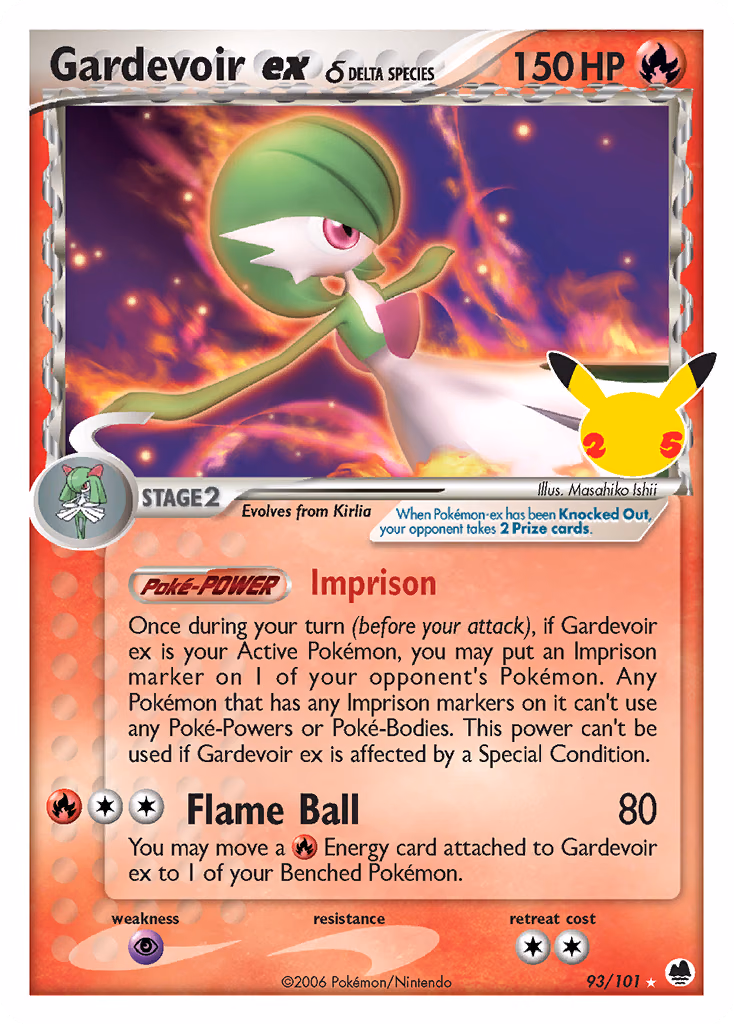 Gardevoir ex δ Pokemon card (93/101, Celebrations: Classic Collection)