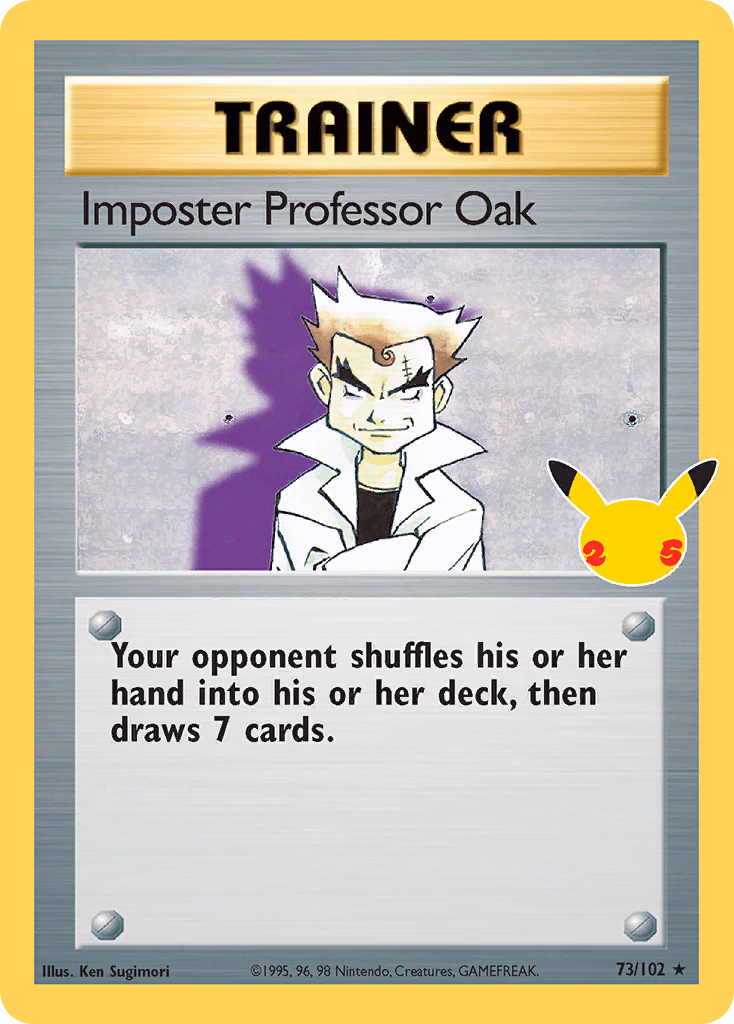 Imposter Professor Oak Pokemon card (73/102, Celebrations: Classic Collection)