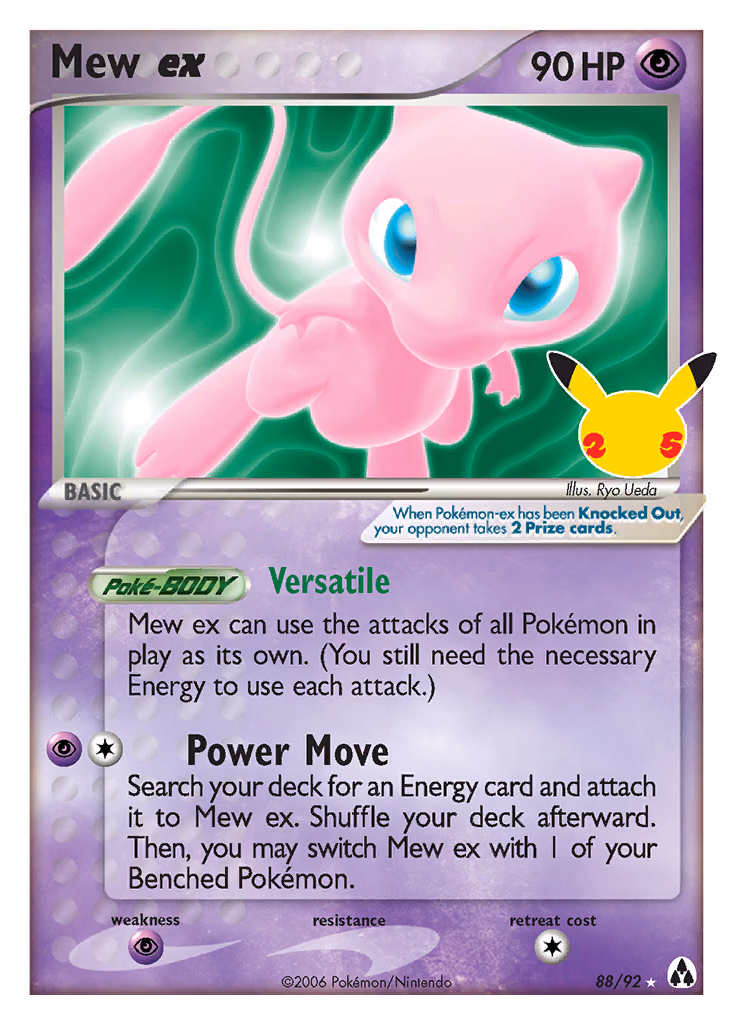 Mew ex Pokemon card (88/92, Celebrations: Classic Collection)