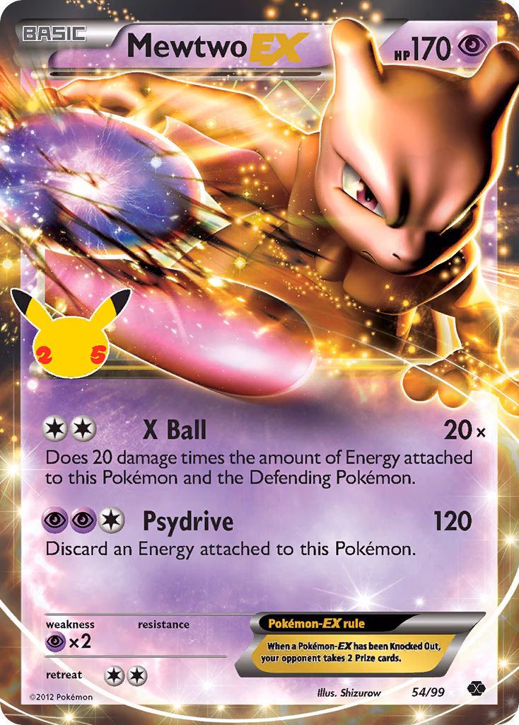 Mewtwo-EX Pokemon card (54/99, Celebrations: Classic Collection)