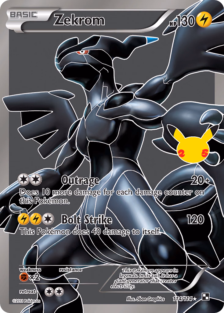 Zekrom Pokemon card (114/114, Celebrations: Classic Collection)