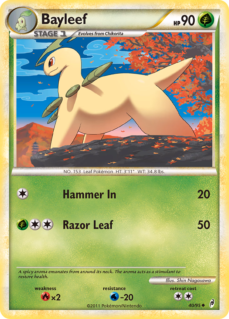 Bayleef Pokemon card (40/95, Call of Legends)