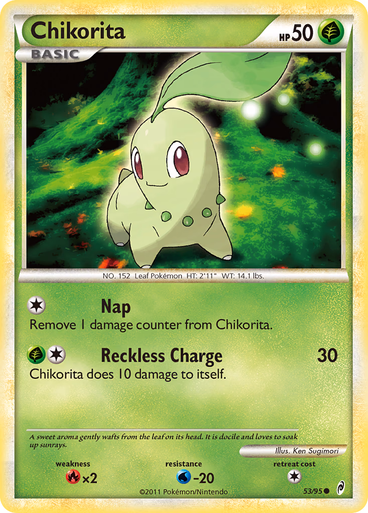 Chikorita Pokemon card (53/95, Call of Legends)