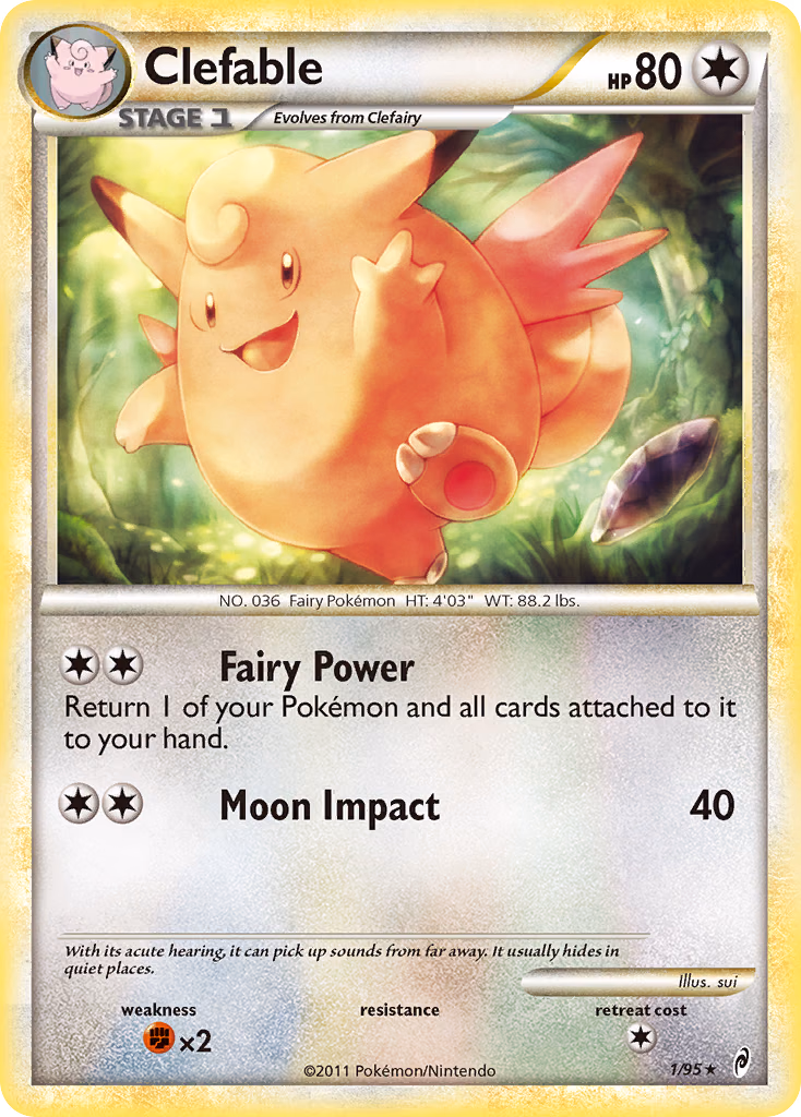 Clefable Pokemon card (1/95, Call of Legends)