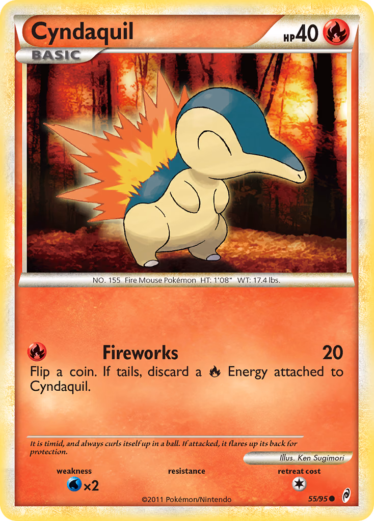 Cyndaquil Pokemon card (55/95, Call of Legends)